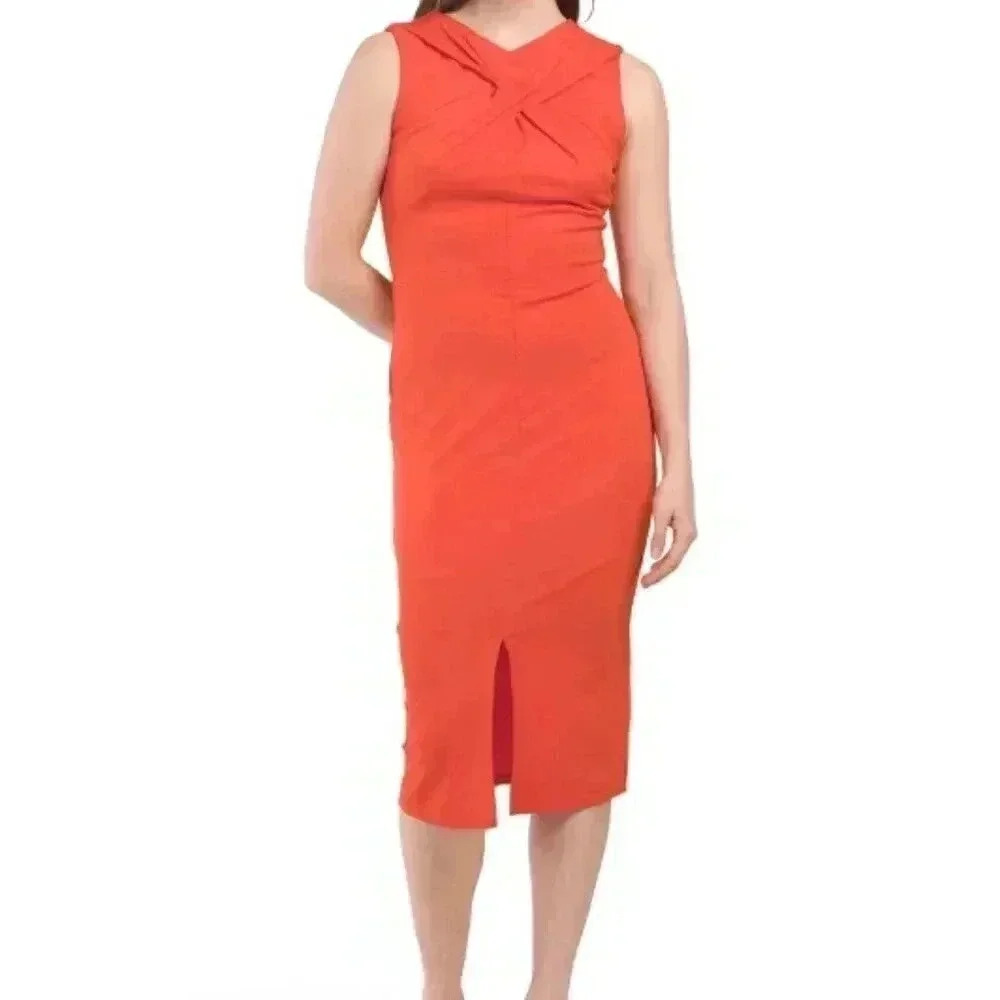 Sleeveless Criss Cross Neckline (Color: Coral)